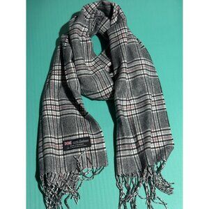 Beonon 100% Cashmere Scarf Made in Scotland - Gray White Pink Plaid